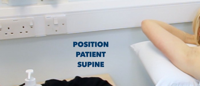 Position: supine at 45°